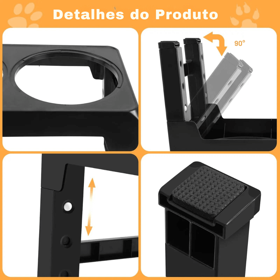 Alimentador Pet Duplo Elevado de Aço Inoxidável - O Chico Tem