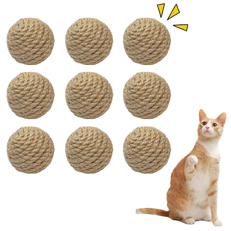 Bolinhas de brinquedo de sisal para gatos - 5 peças