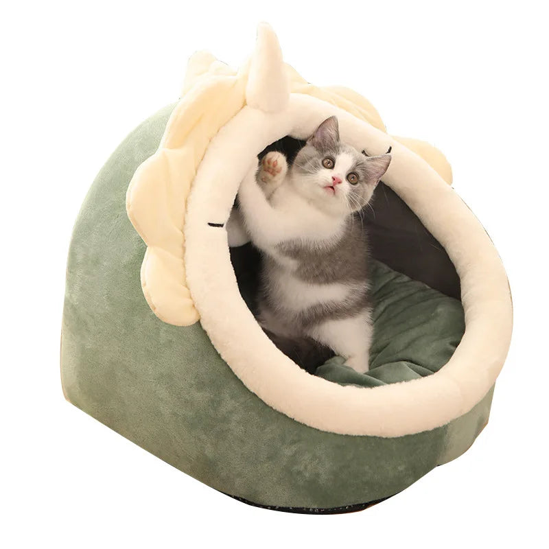 Caverna dobrável removível lavável para animais de estimação, Cama auto-aquecida para gatos e cães pequenos, Cabana confortável, Cama para dormir