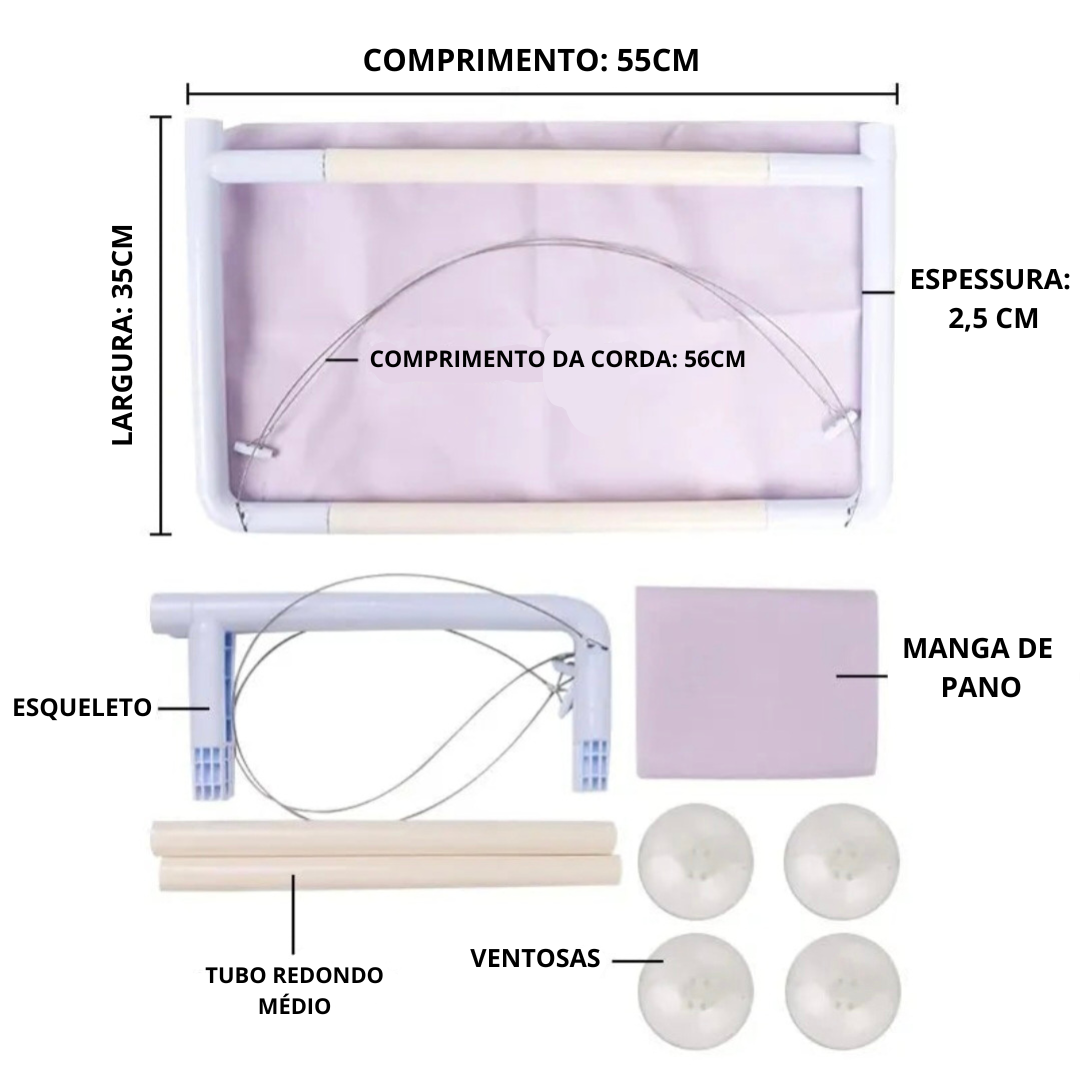 Cama Rede Dobrável para Gatos com Ventosas Fortes