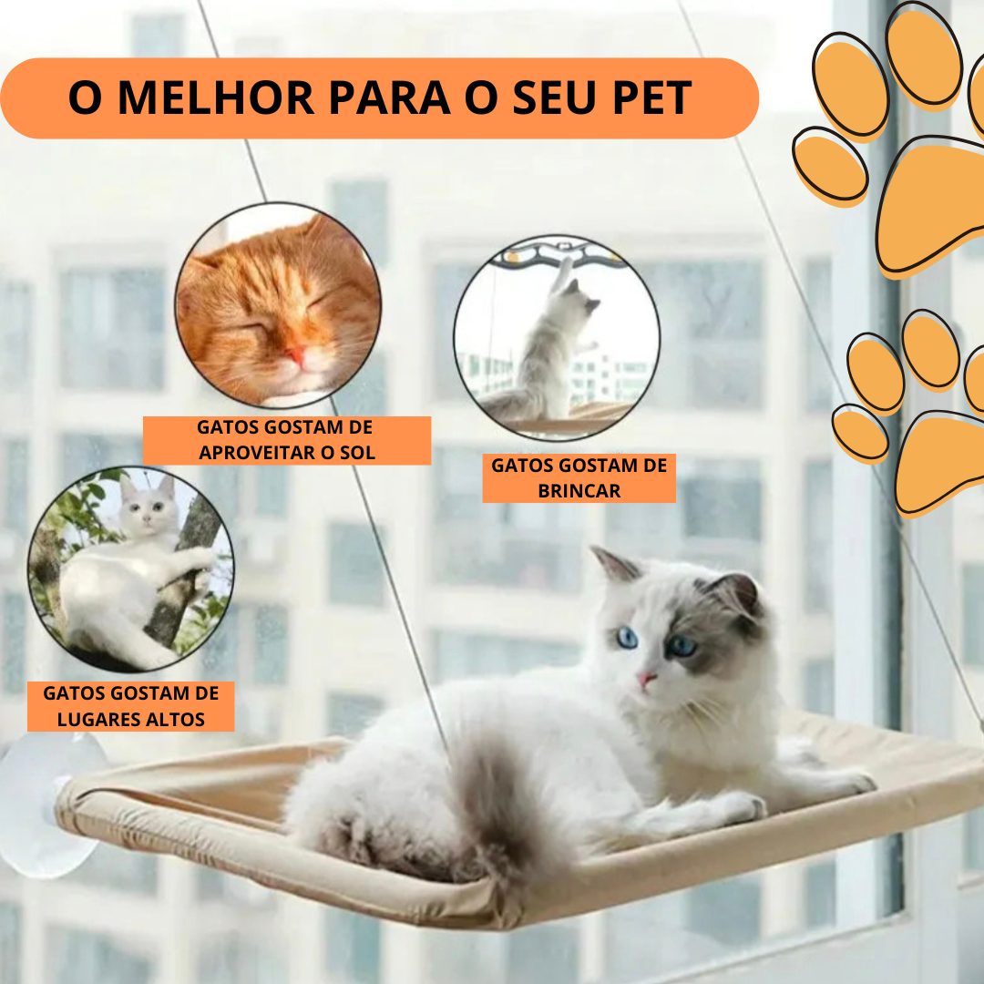 Cama Rede Dobrável para Gatos com Ventosas Fortes